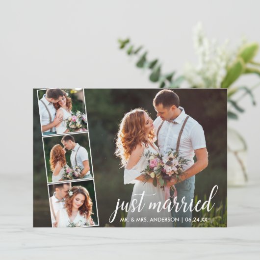 Kalligrafie nur verheiratet 4 Foto Ankündigung (Stehend Vorderseite)