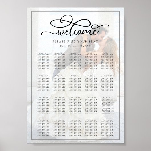 Kalligrafie-Overlay-Foto für Hochzeitssitze Poster (Vorne)