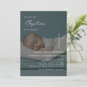 Kalligrafie-Overlay-Foto Geschlecht Neutrale Taufe Einladung (Stehend Vorderseite)