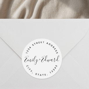 Kalligrafie-Paarnamen Kreis-Hochzeitsadresse Runder Aufkleber