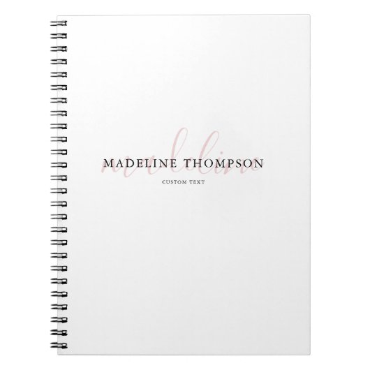 Kalligrafie Pale Pink Name Notebook Notizblock (Vorderseite)