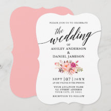 Kalligrafie Pink Blush Bloral Hochzeit