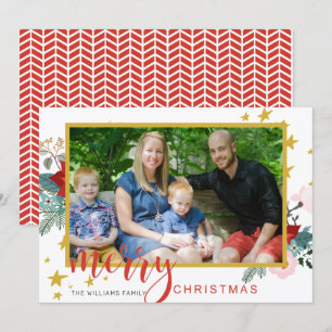 Kalligrafie Poinsettia Foto Weihnachtskarte Einladung
