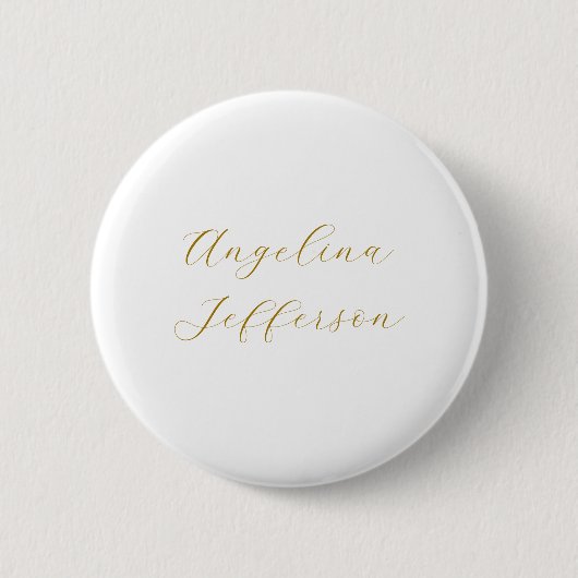 Kalligrafie Profi Elegant Goldfarbe Button (Vorderseite)