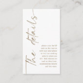 Kalligrafie QR Code Champagne Gold Wedding Details Begleitkarte (Vorderseite)