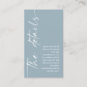 Kalligrafie QR Code Dusty Blue Wedding Details Begleitkarte (Vorderseite)