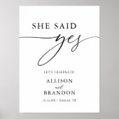 Kalligrafie Rustikale Sie sagte ja Verlobung Digit Poster (Vorne)