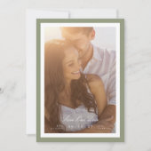 Kalligrafie & Sage Green Gerahmt Classic Foto Save The Date (Vorderseite)