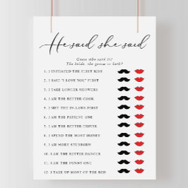 Kalligrafie, sagte er, sie sagte, Brautparty Game