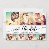 Kalligrafie Save the Date 7 Foto Grid Collage (Vorderseite)