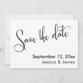 Kalligrafie Save the Date EleganBlack auf Weiß (Vorderseite)