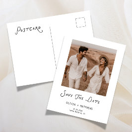 Kalligrafie Save The Date Foto Hochzeit Modern Einladungspostkarte
