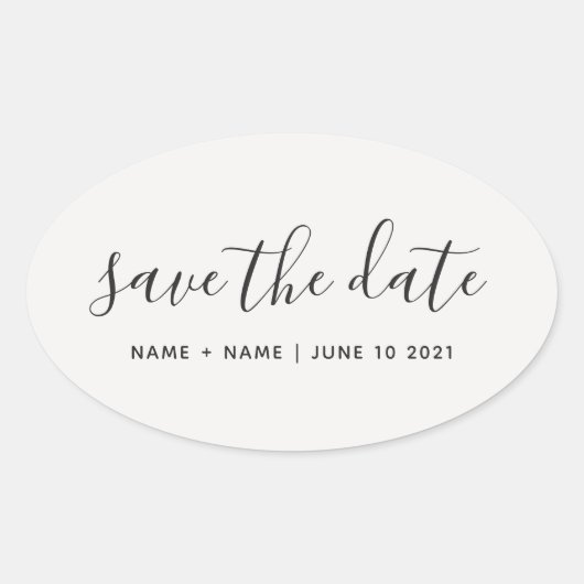 Kalligrafie Save the Date Hochzeitsankündigung Ovaler Aufkleber (Vorderseite)