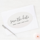 Kalligrafie Save the Date Hochzeitsankündigung Ovaler Aufkleber (Umschlag)