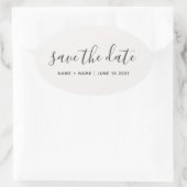 Kalligrafie Save the Date Hochzeitsankündigung Ovaler Aufkleber (Tasche)