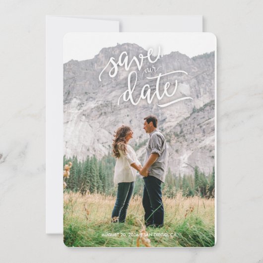 Kalligrafie Save the Date Postkarte (Vorderseite)