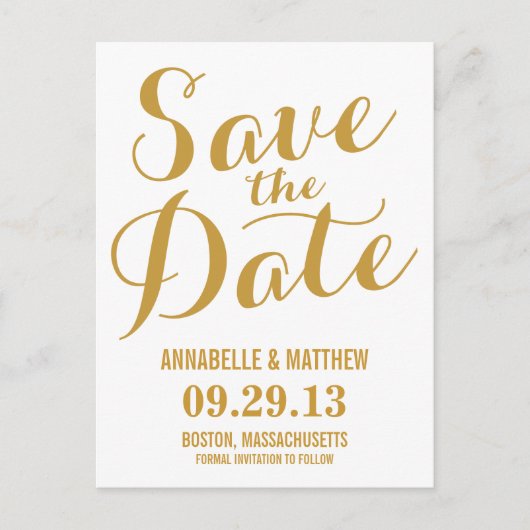 Kalligrafie Save the Date Postkarte (Vorderseite)