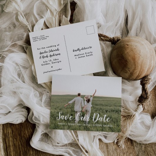 Kalligrafie Save the Date Postkarte