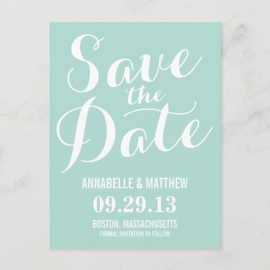 Kalligrafie Save the Date Postkarte (Vorderseite)