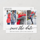 Kalligrafie Save the Date Verlobung 3 Foto Postkarte (Vorne/Hinten)