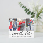 Kalligrafie Save the Date Verlobung 3 Foto Postkarte (Stehend Vorderseite)