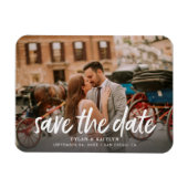 Kalligrafie Save the Date Wedding Foto Magnet (Horizontal)