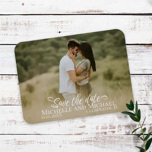 Kalligrafie Save the Date Wedding Foto Modern Magnet