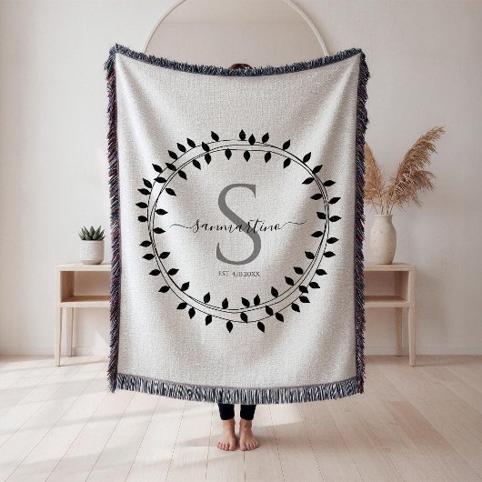 Kalligrafie-Schrift-Kranz-Monogramm-Gewebe Decke