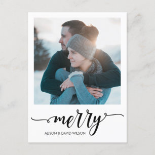 Kalligrafie Schrift Merry Personalisiertes Foto Feiertagspostkarte