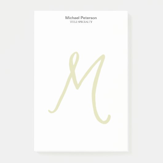 Kalligrafie-Schrift-Monogramm-Initial Modern Post-it Klebezettel (Vorderseite)