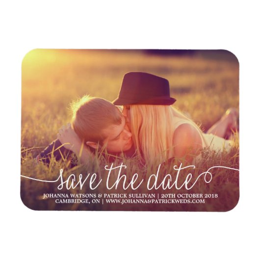 Kalligrafie-Schriftart Save the Date Magnet (Horizontal)