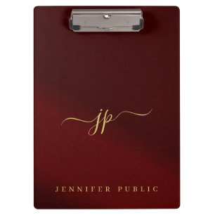Kalligrafie-Schriftname Elegant Gold-Text-Monogram Klemmbrett