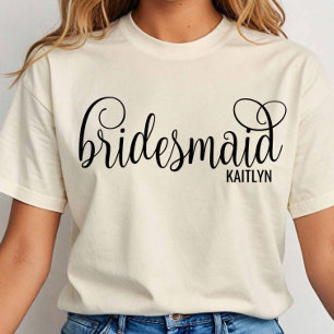 Kalligrafie-Schriftzug Brautjungfer Junggesellinne T-Shirt