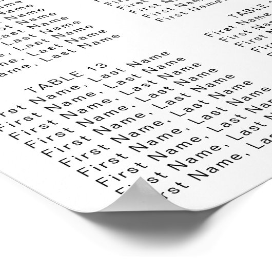 Kalligrafie Schwarz-Grau-Hochzeitstabelle Poster (Ecke)