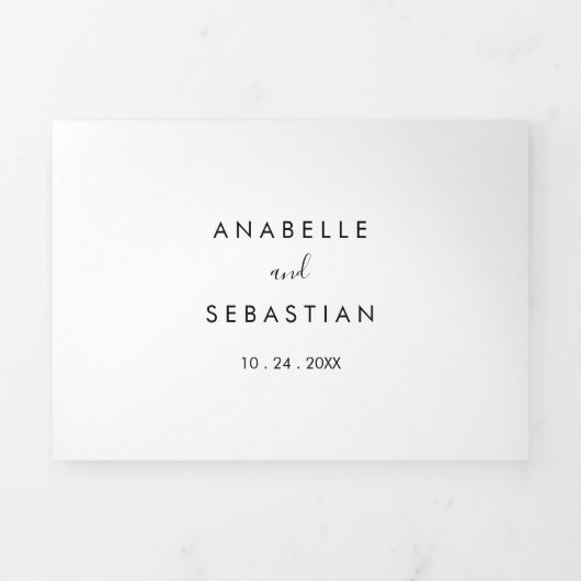 Kalligrafie, Schwarz und Weiß, Dreifache Hochzeit Dreifach Gefaltete Einladung (Cover)