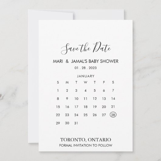 Kalligrafie, Schwarz und Weiß Save the Date (Vorderseite)