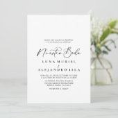 Kalligrafie Schwarz und Weiße Nuestra Boda Einladung (Stehend Vorderseite)