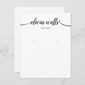 Kalligrafie Schwarz-weiß Große Ohrring-Anzeige Einladung (Vorne/Hinten)