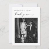 Kalligrafie Schwarz-Weiß-Hochzeit Danke-Karte Dankeskarte (Vorderseite)