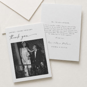 Kalligrafie Schwarz-Weiß-Hochzeit Danke-Karte Dankeskarte