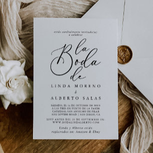 Kalligrafie Schwarz-Weiß-La Boda de Wedding Einladung