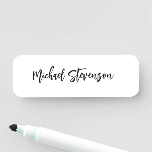 Kalligrafie Schwarz-weiß Personalisiert Schlicht m Namensschild (Beispiel)