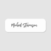 Kalligrafie Schwarz-weiß Personalisiert Schlicht m Namensschild (Vorderseite)