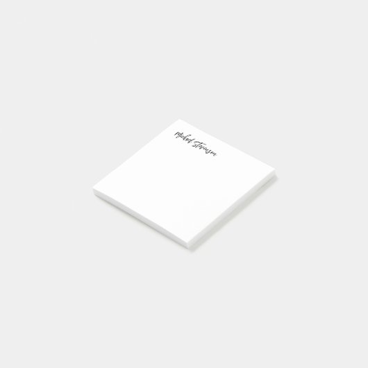 Kalligrafie Schwarz-weiß Personalisiert Schlicht m Post-it Klebezettel (angewinkelt)
