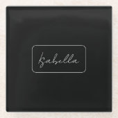 Kalligrafie Schwarz-weiß Schlicht kreativ Moderner Glasuntersetzer (Vorderseite)