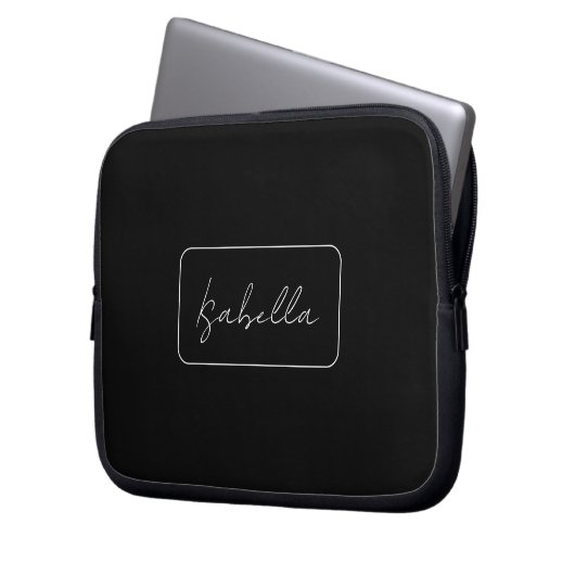 Kalligrafie Schwarz-weiß Schlicht kreativ Moderner Laptopschutzhülle (Vorderseite Links)