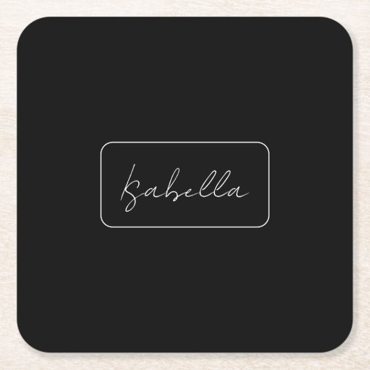 Kalligrafie Schwarz-weiß Schlicht kreativ Moderner Rechteckiger Pappuntersetzer (Vorderseite)