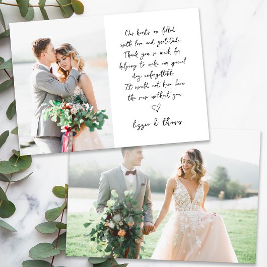 Kalligrafie Script 2 Foto Wedding Dankeskarte