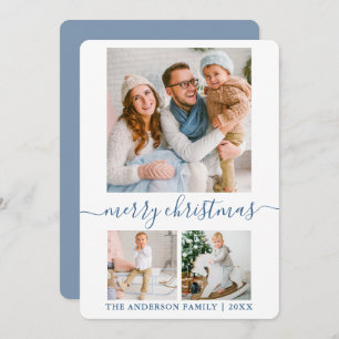 Kalligrafie Script 3 Foto Dusty Blue Christmas Feiertagskarte