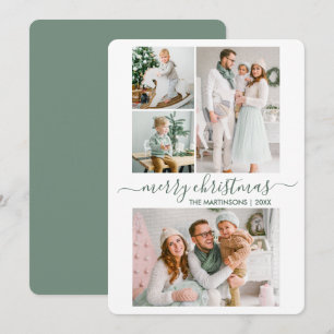 Kalligrafie Script 4 Foto Weihnachtsfeier Grün Feiertagskarte